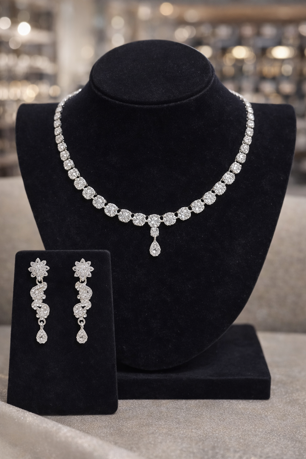 Vellorene Crystal Tennis Necklace Set – Refined Statement Fashion Jewelry