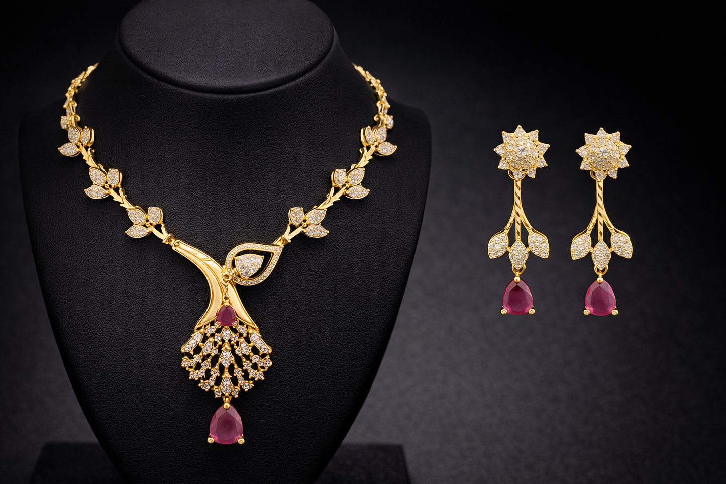 Vellorene Crystal Drop Necklace Set – Statement Luxury Fashion Jewelry
