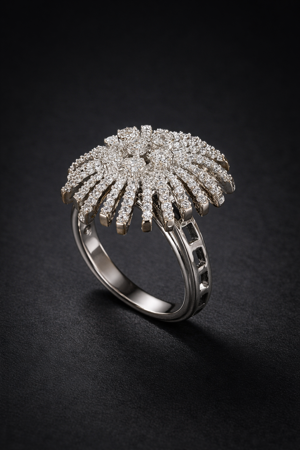 Vellorene Radiant Cluster Statement Ring – Silver-Tone Fashion Jewellery