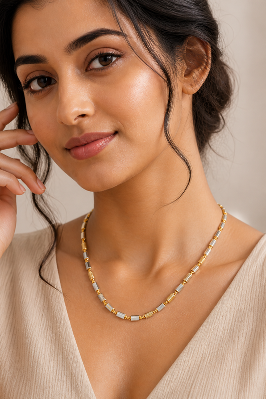 Vellorene Axis Dual-Tone Chain Necklace