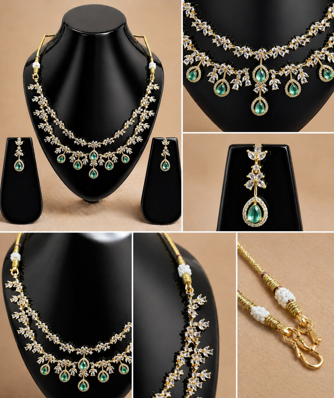 Vellorene Emerald Drop Luxe Necklace Set