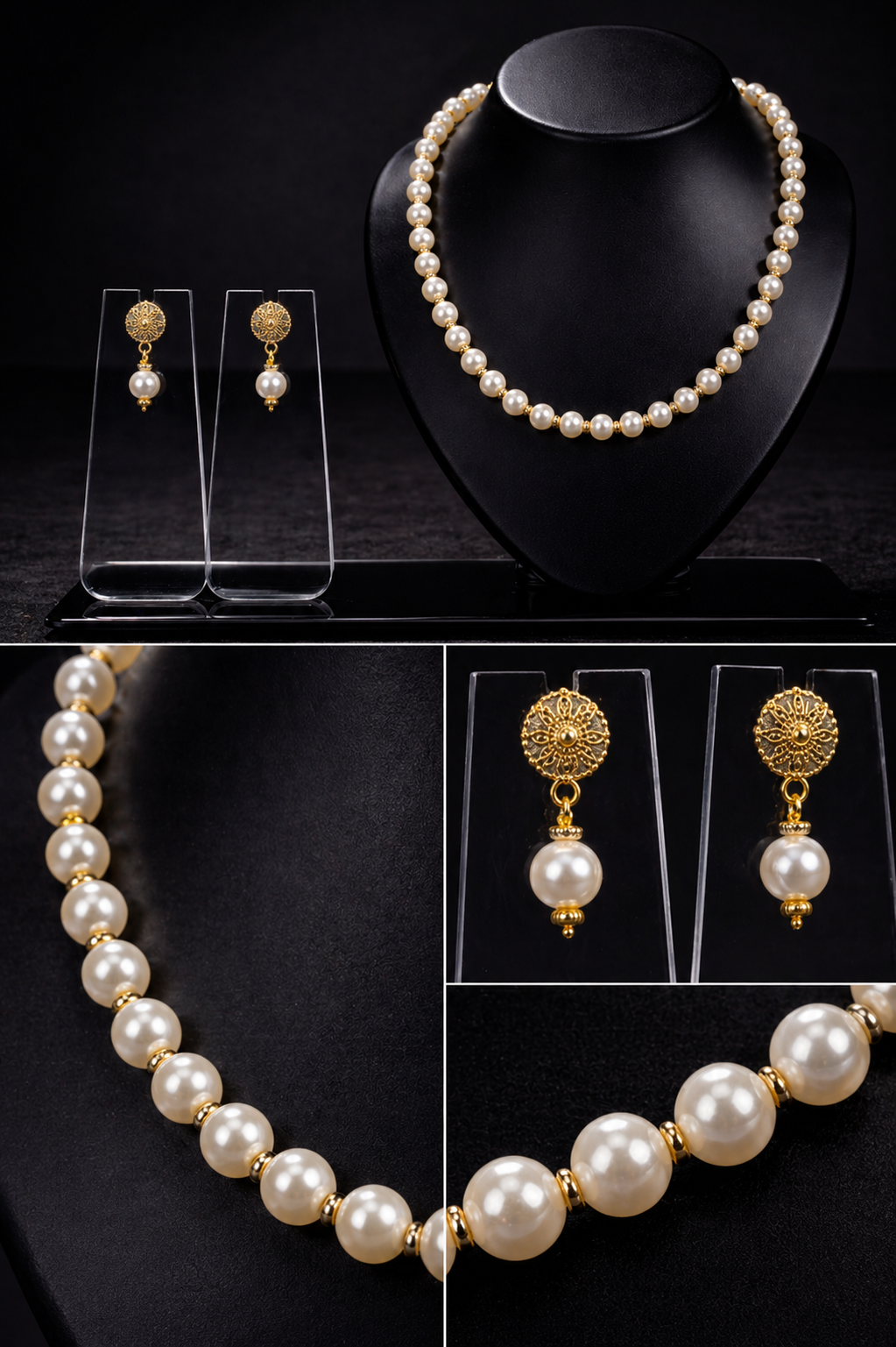 Vellorene Heritage Pearl Drop Necklace Set