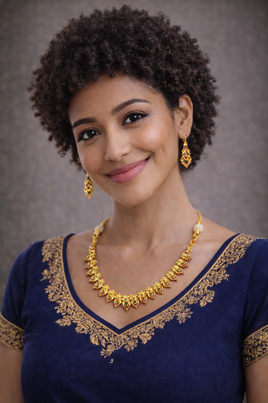 Vellorene Heritage Floral Necklace Set – Elegant Festive Fashion Jewelry
