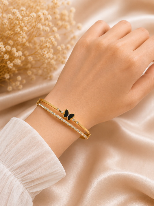Vellorene Butterfly Crystal Gold-Plated Bracelet for Women