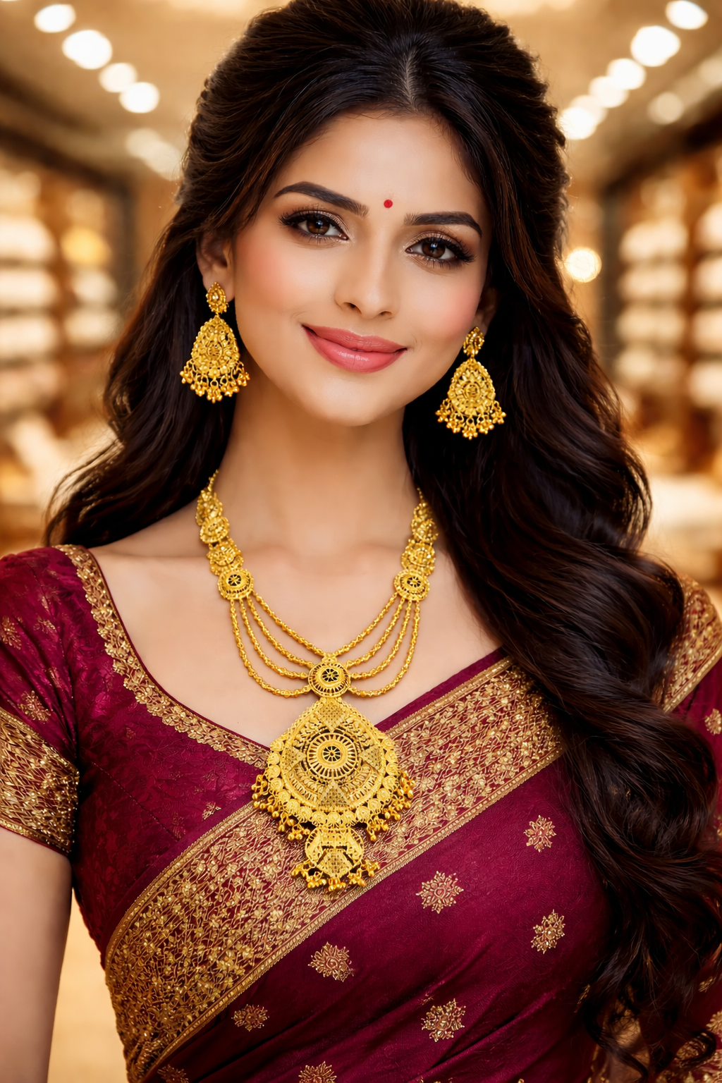 Vellorene Regal Heritage Layered Necklace Set – Gold Tone Statement Jewellery