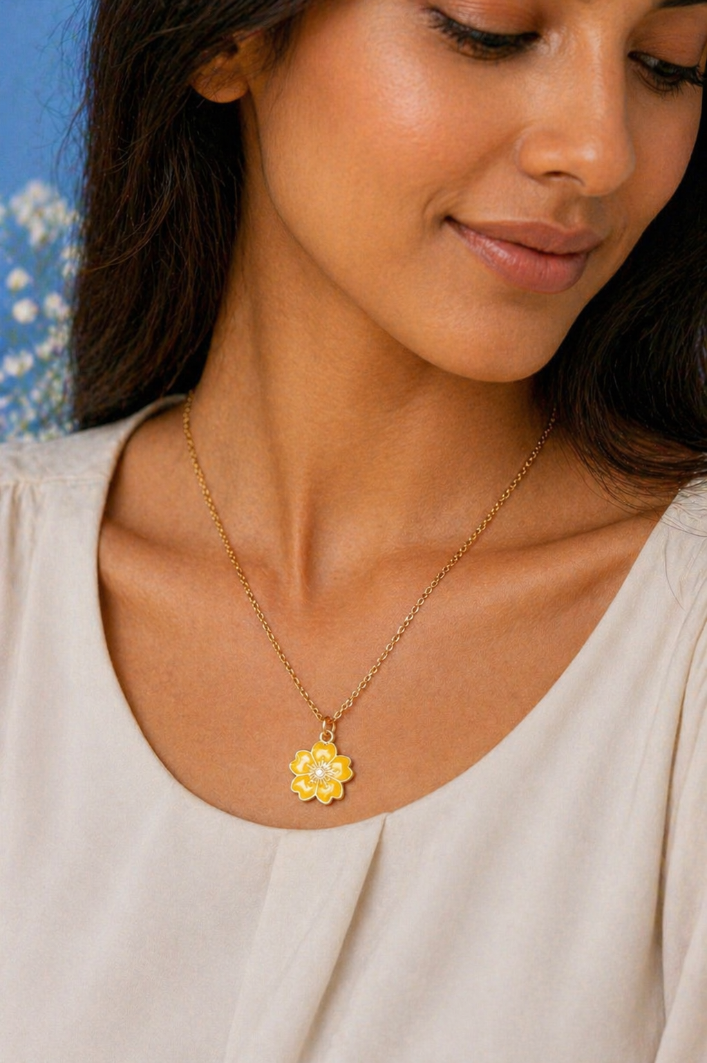 Vellorene Sunblossom Charm Pendant Necklace