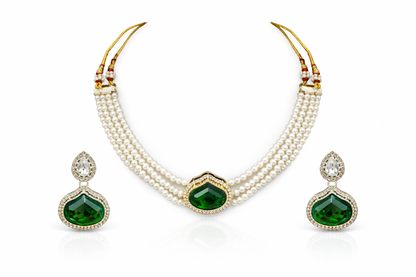 Vellorene Kundan Bridal Pearl Necklace Set