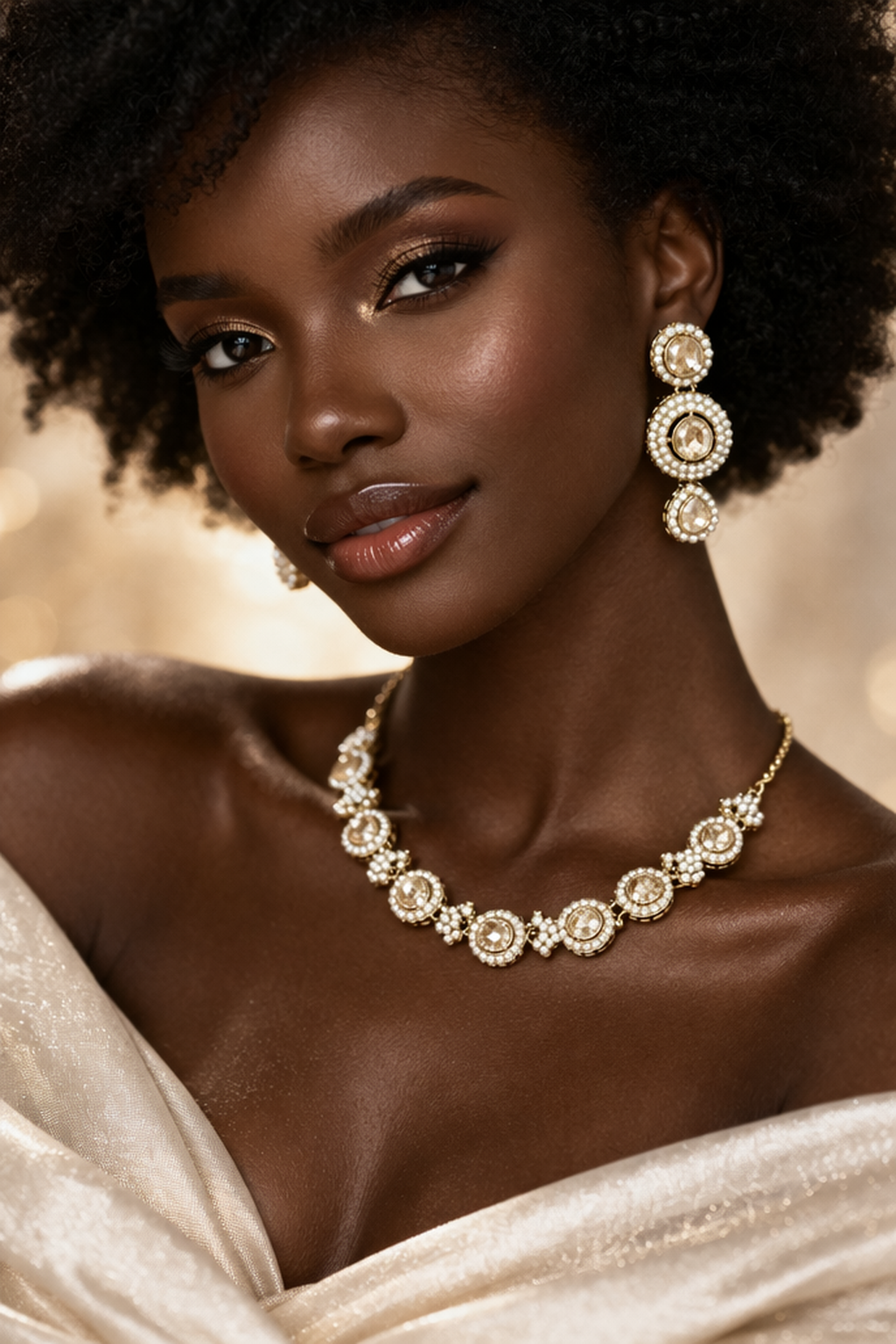 Champagne Pearl Necklace Set