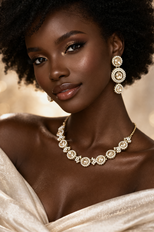 Champagne Pearl Necklace Set