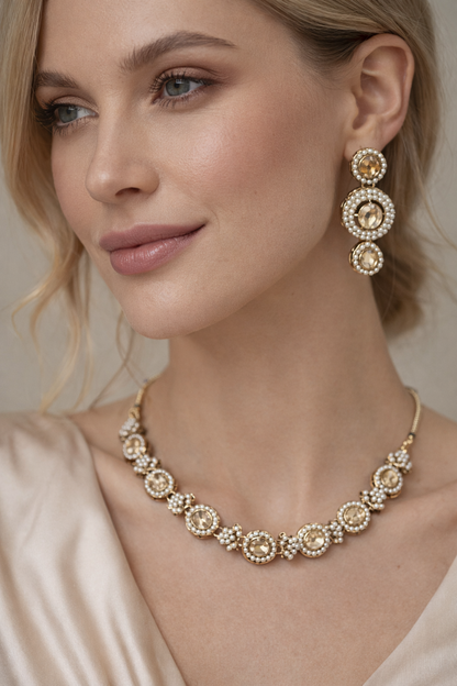 Champagne Pearl Necklace Set