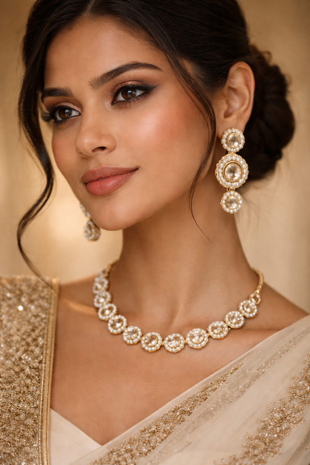Champagne Pearl Necklace Set