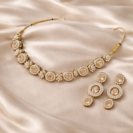 Champagne Pearl Necklace Set