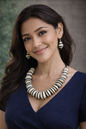 Aethelis handcrafted jute necklace set in black and beige with matching earrings