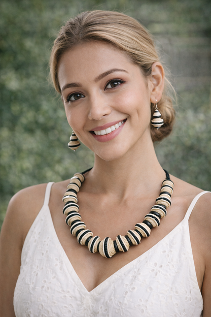 Aethelis Earth Contrast Jute Necklace Set