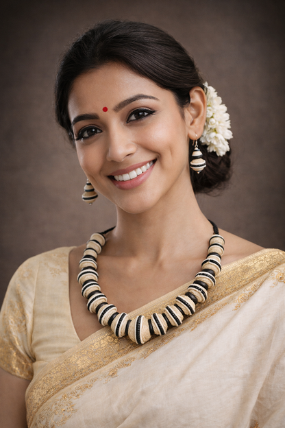 Aethelis Earth Contrast Jute Necklace Set