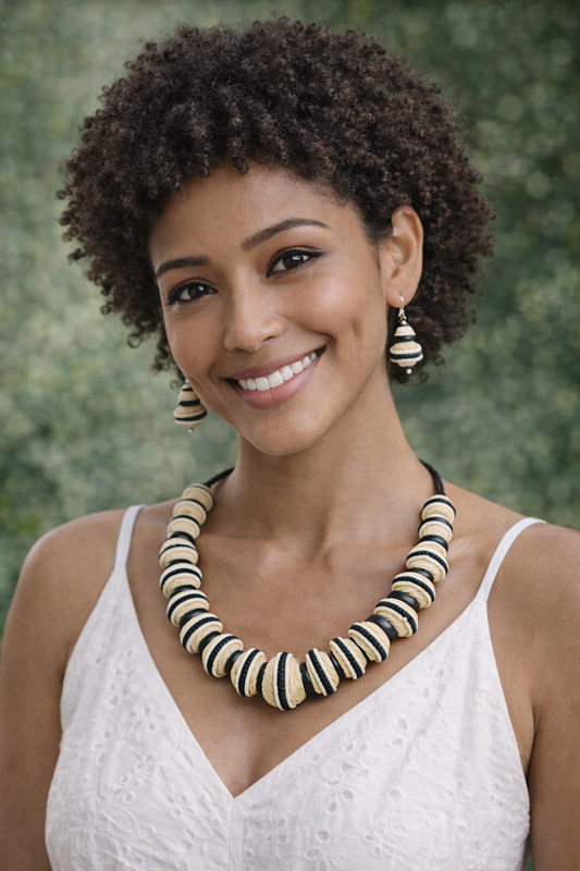 Aethelis Earth Contrast Jute Necklace Set