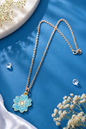 Vellorene Blue Blossom Charm Pendant Necklace