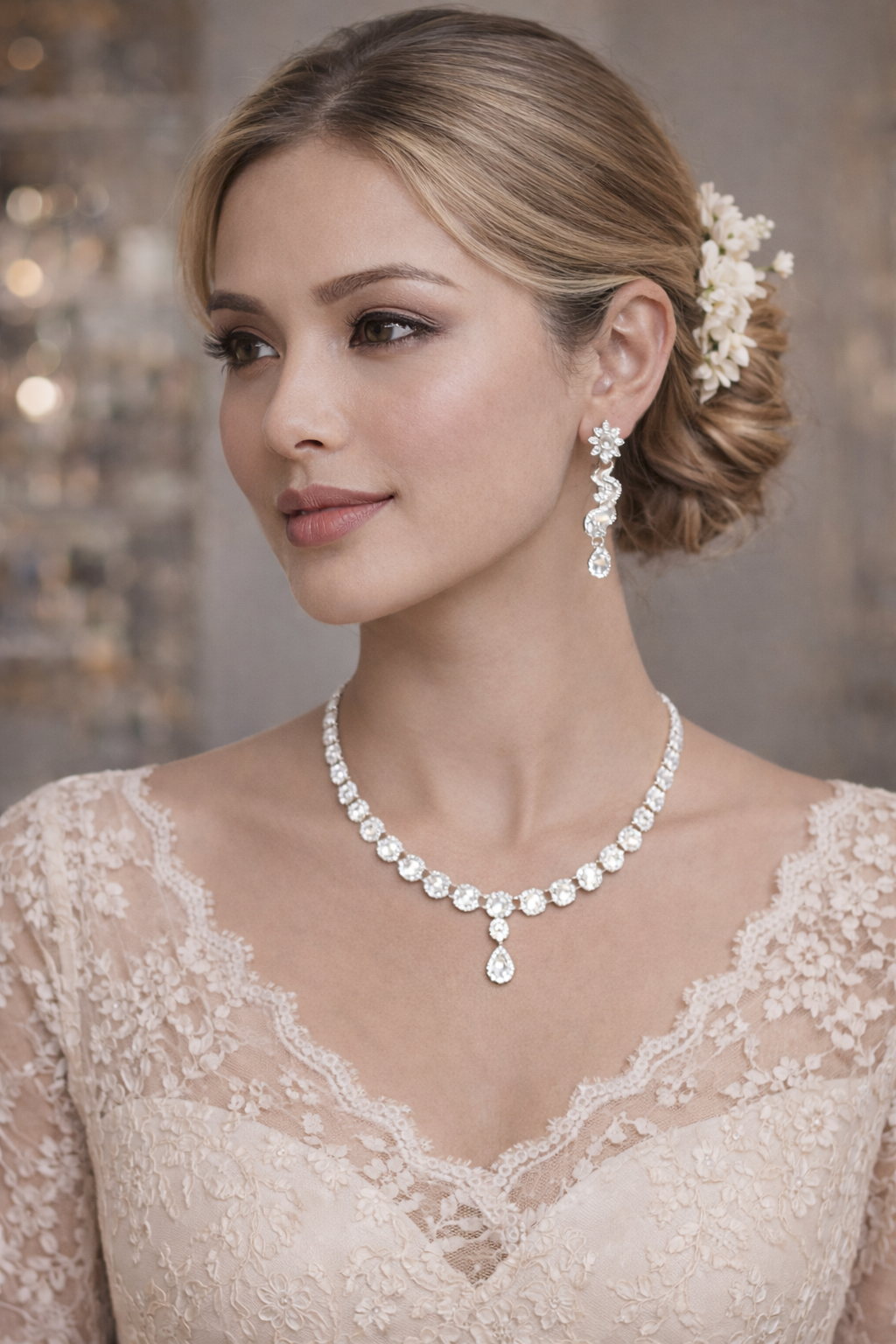 Vellorene Crystal Tennis Necklace Set – Refined Statement Fashion Jewelry