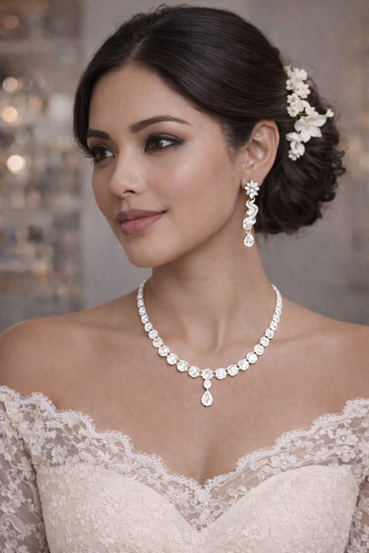 Vellorene Crystal Tennis Necklace Set – Refined Statement Fashion Jewelry