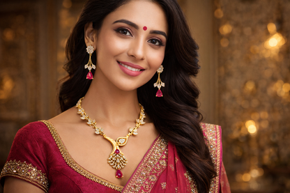 Vellorene Crystal Drop Necklace Set – Statement Luxury Fashion Jewelry