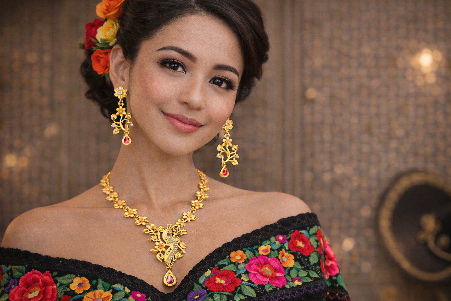 Vellorene Floral Statement Necklace Set – Luxury Fashion Jewelry