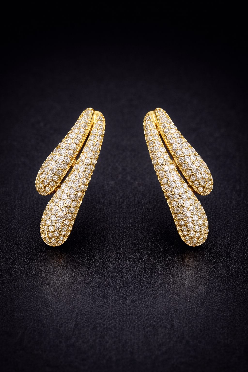 Vellorene Crystal Curve Statement Earrings – Gold-Tone Fashion Jewellery