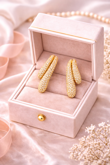 crystal curve statement earrings gold tone vellorene fashion jewellery