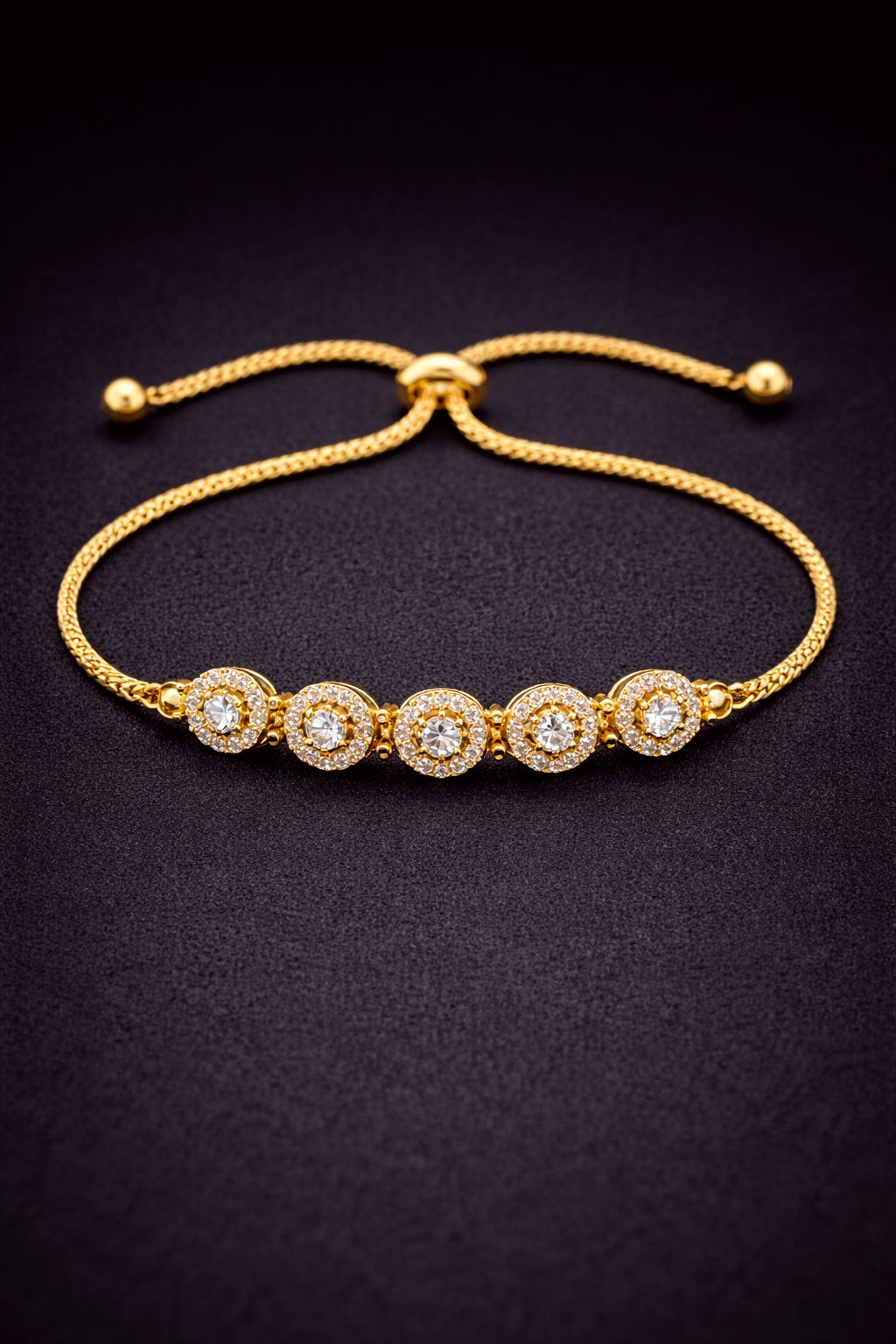Vellorene Radiant Crystal Slider Bracelet – Minimal Gold-Tone Fashion Jewellery