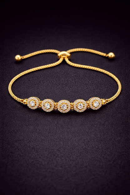 Vellorene Radiant Crystal Slider Bracelet – Minimal Gold-Tone Fashion Jewellery