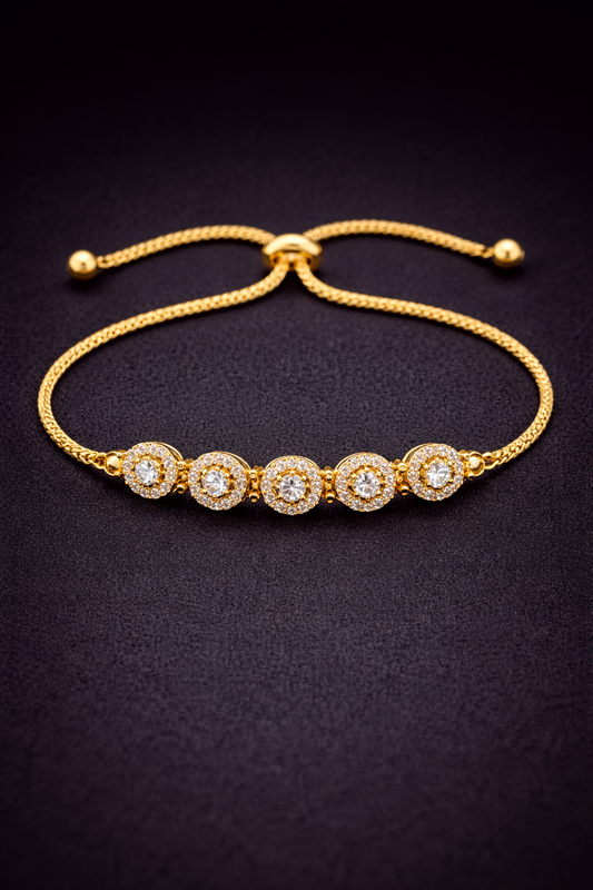 Vellorene Radiant Crystal Slider Bracelet – Minimal Gold-Tone Fashion Jewellery