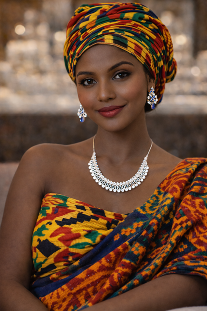 Vellorene Pearl Crystal Choker Necklace Set – Elegant Silver Tone Luxury Jewellery