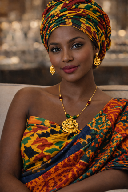 Vellorene Temple Motif Pendant Necklace Set – Minimal Heritage Gold Jewellery