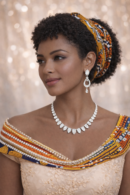 Vellorene Leaf Drop Necklace Set – Modern Statement Fashion Jewelry