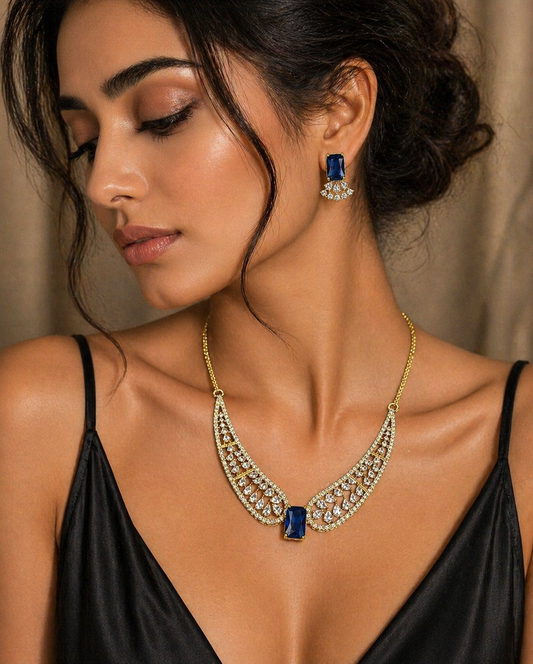 Vellorene Sapphire Crystal Statement Necklace Set