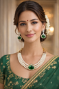 Vellorene Kundan Bridal Pearl Necklace Set