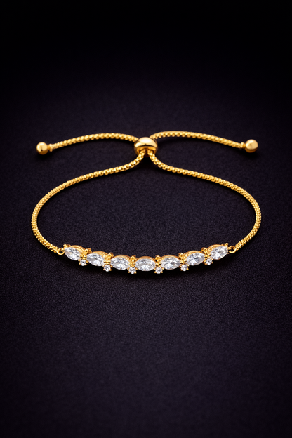 marquise crystal slider bracelet gold tone vellorene fashion jewellery adjustable bracelet
