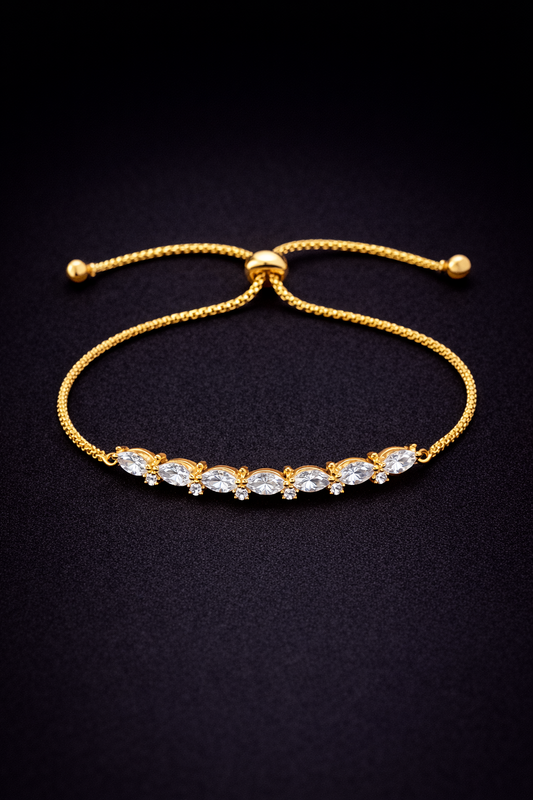 marquise crystal slider bracelet gold tone vellorene fashion jewellery adjustable bracelet
