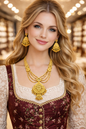 Vellorene Regal Heritage Layered Necklace Set – Gold Tone Statement Jewellery
