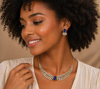 Vellorene Sapphire Crest Statement Necklace Set