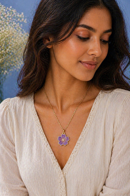 Vellorene Lavender Bloom Pendant Necklace