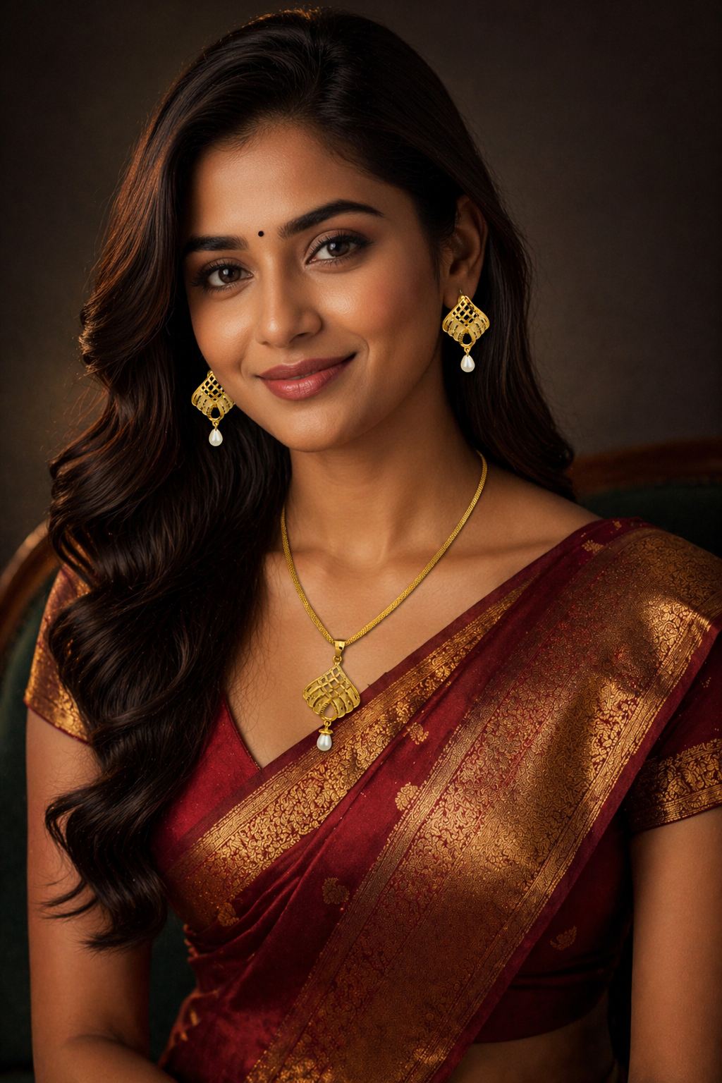 Vellorene Aurelia Pearl Drop Pendant Set – Gold Tone Elegant Necklace