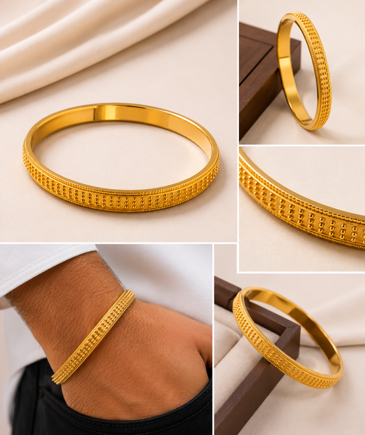 Obsidyn Luxe Linear Gold Kara Bracelet for Men