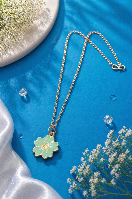 Vellorene Mint Bloom Charm Pendant Necklace