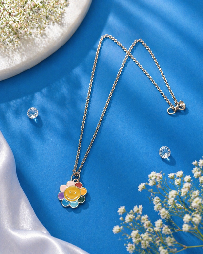 Vellorene Rainbow Smile Bloom Pendant Necklace