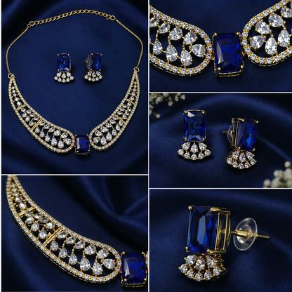 Vellorene Sapphire Crest Statement Necklace Set