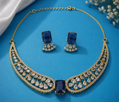 Vellorene Sapphire Crystal Statement Necklace Set