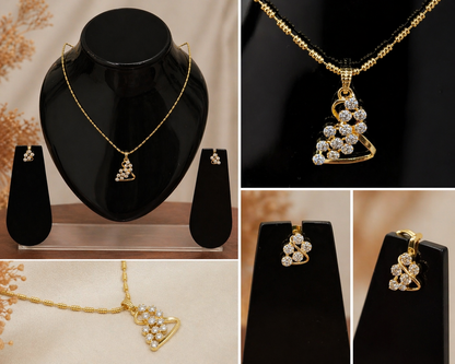 Vellorene Crystal Curve Pendant Set – Modern Minimal Sparkle