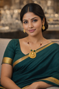 temple motif pendant necklace set gold tone vellorene jewellery with green and ruby beads