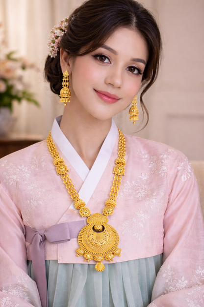 Vellorene Grand Heritage Long Necklace Set – Bridal Statement Fashion Jewelry