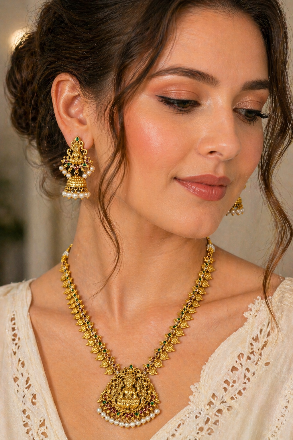 Vellorene Temple Heritage Lakshmi Necklace